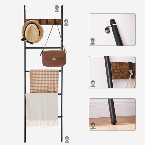 Handtuchleiter Handtuchregal Krasnoyarsk Braun - Holzwerkstoff - 160 x 2 x 44 cm