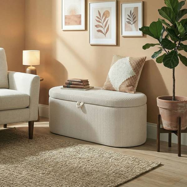 Sitzbank 838-623V00BG Beige - Cord - 51 x 49 x 105 cm