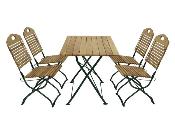 Kurgarten - Garnitur BAD TÖLZ 5-teilig Braun - Grün - Robinie - Stahl - 110 x 72 x 70 cm