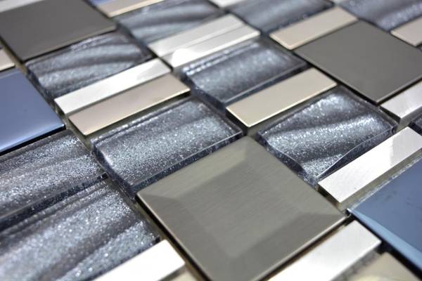 Mosaikfliesen 88-0017 Silber - Glas - 30 x 30 x 30 cm