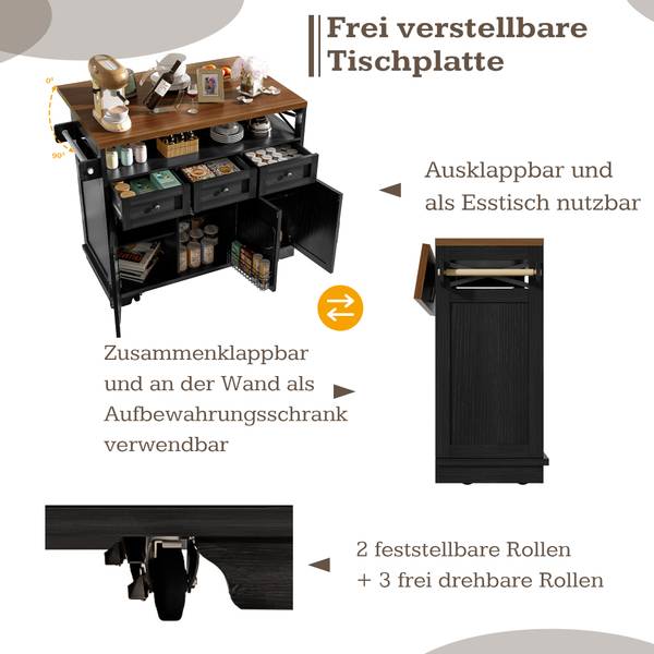 Kücheninsel Hestia Ⅱ Schwarz - Holz