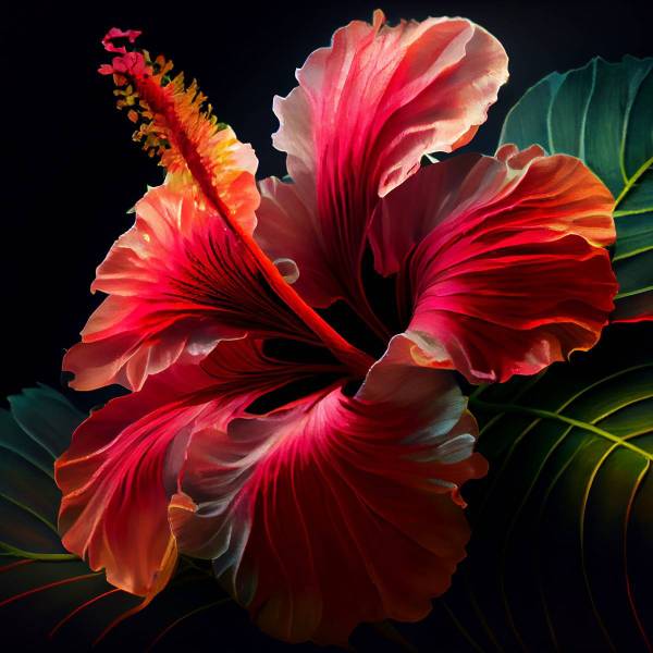 Tableau mural hibiscus 65 x 65 cm