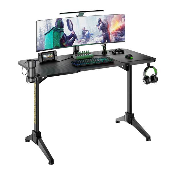 Gaming Schreibtisch LUMGMD03-2BLACK Schwarz - Holzwerkstoff - Holz teilmassiv - 120 x 75 x 60 cm