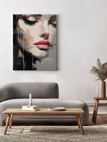 Tableau PORTRAIT De Femme Abstraction 60 x 90 x 90 cm