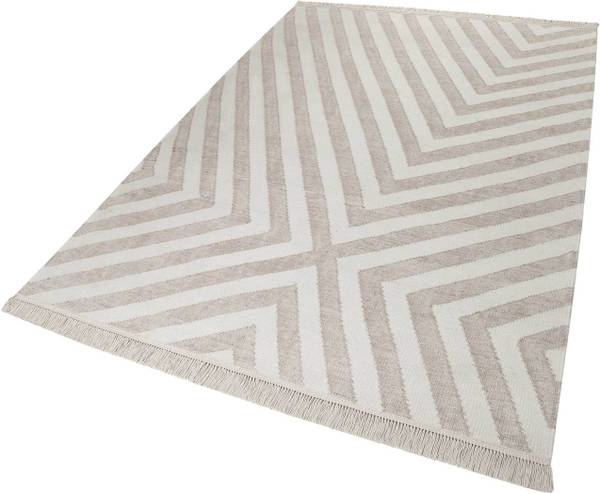 Kurzflorteppich Edgy Corners Beige - Wolle - 130 x 1 x 190 cm