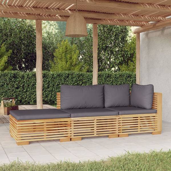 Garten-Lounge-Set 3028565-1  (3-teilig) Grau - Polyester - Teakholz - 69 x 60 x 69 cm
