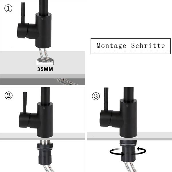 Keukenkraan Susanne zwart - metaal - 6 x 33 x 19 cm