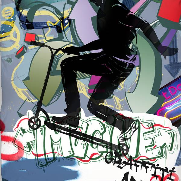 Bettwäsche-Set 2-Teilig Graffiti Scooter Baumwollstoff - 155 x 1 x 220 cm
