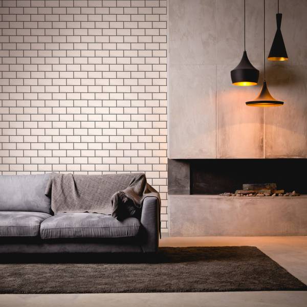 Tapete Fliesenspiegel Weiß Schwarz Schwarz - Weiß