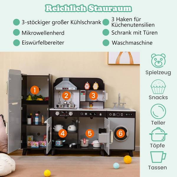 Kinderküche FB32457NZDE Grau - Massivholz - 30 x 90 x 120 cm