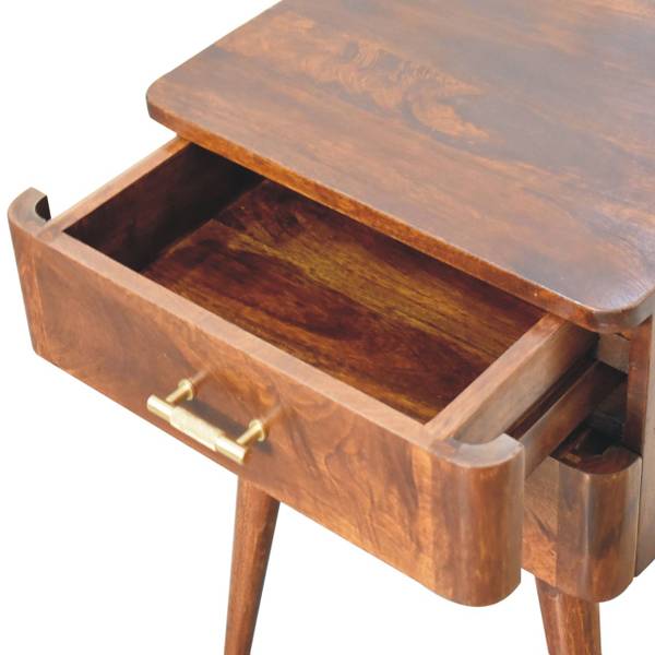 Table de nuit T-Bar Marron - Manguier - Laiton - 45 x 58 x 35 cm