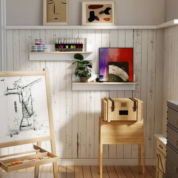 Wandregal 83C-163V90WT 2-er Set Weiß - Holzwerkstoff - 17 x 20 x 80 cm