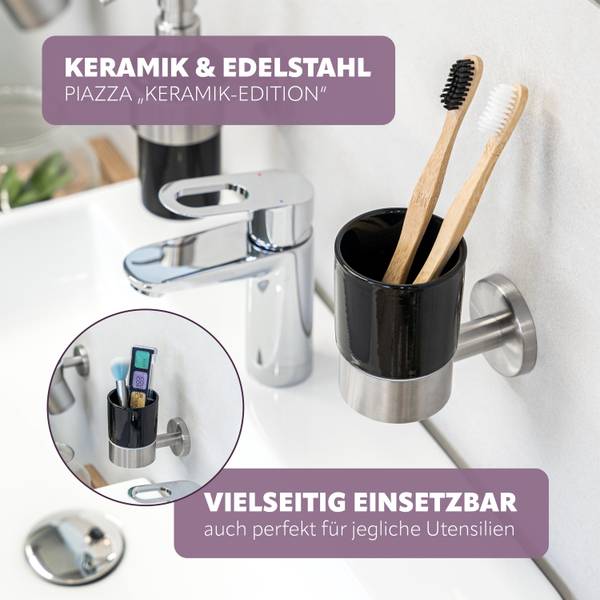 Becherhalter 92039 Schwarz - Keramik - 7 x 12 x 11 cm