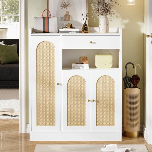Schoenenkast RattanMU Ⅳ hout - wit