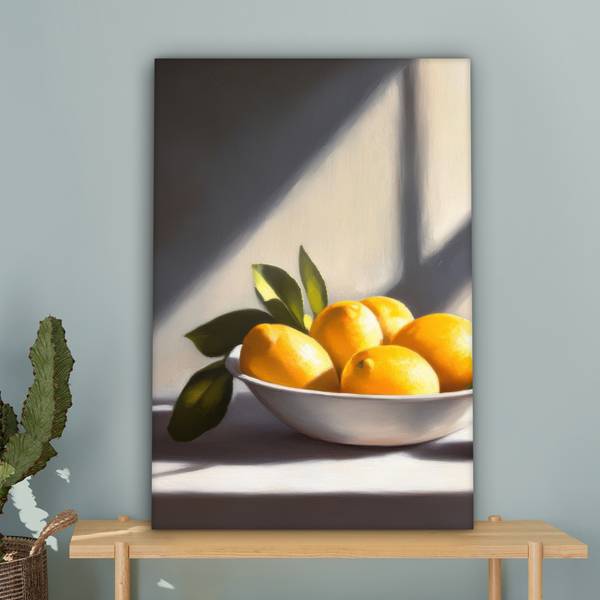 LEINWANDBILD Zitronen Gelb - Baumwollstoff - 40 x 60 x 2 cm