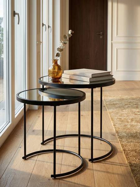 Satztisch AMARES 2er-Set Spiegelglas - 50 x 50 x 50 cm