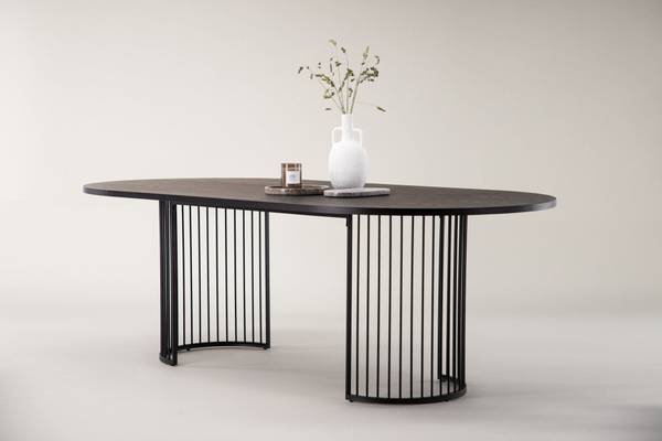 Eettafel Hamneskar zwart - plaatmateriaal op houtbasis - metaal - 220 x 75 x 110 cm