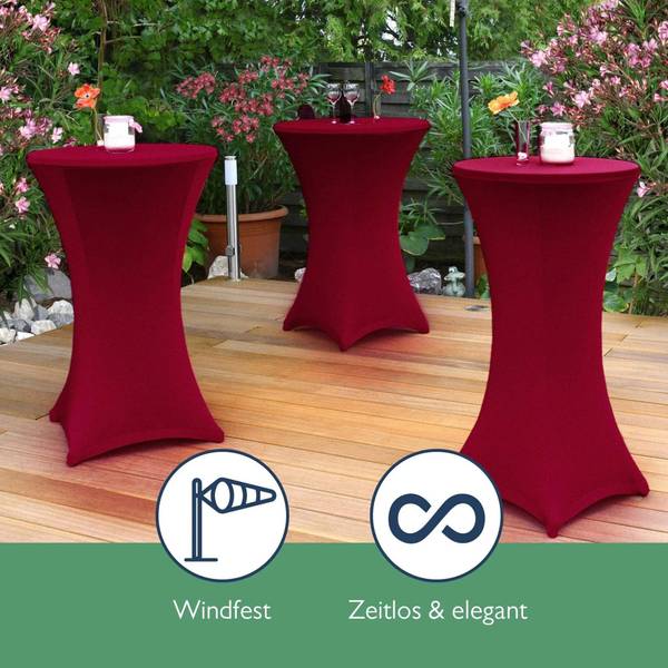 Stehtischhusse Stella 2tlg Rot - Spandex - 80 x 110 x 120 cm