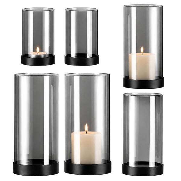 Windlicht Rauchglas im 6er Set mit Fuß kaufen