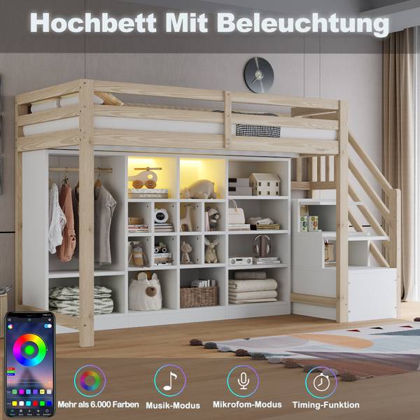 Hochbett Hecate Ⅰ Holz - Weiß