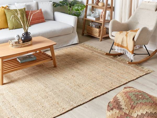 Tapis tressé ABANA Beige - Fibres naturelles - 160 x 160 x 8 cm
