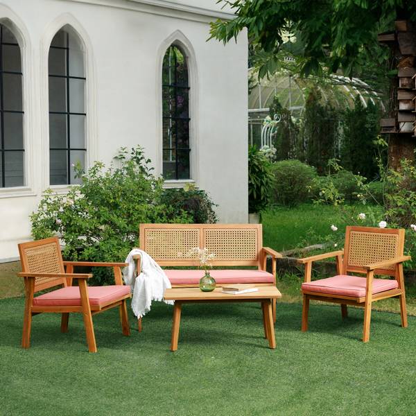 Gartenmöbel Set TEMUCO 4-tellig Pink - Massivholz - 118 x 75 x 59 cm