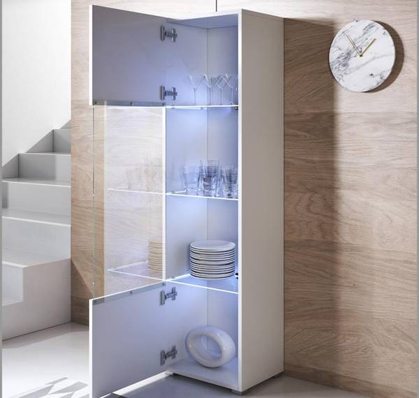 Vitrine Luke V6 mit Füße Weiß - Höhe: 167 cm