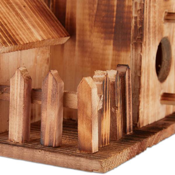 Vogelhaus mit 3 Häusern Braun - Holzwerkstoff - 20 x 34 x 19 cm