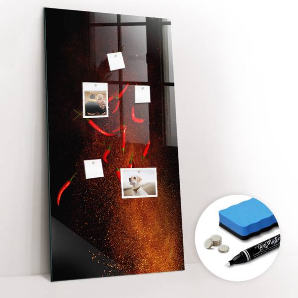 Glas Magnettafel Scharfe Chilis 60 x 120 cm