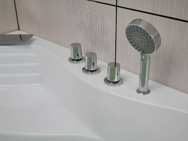 Whirlpoolbadewanne AGLENA Weiß - Naturfaser - 150 x 60 x 150 cm