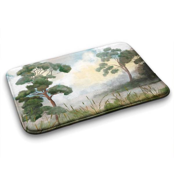 Badteppich Landschaft Fluss Grün - Textil - 90 x 60 x 90 cm