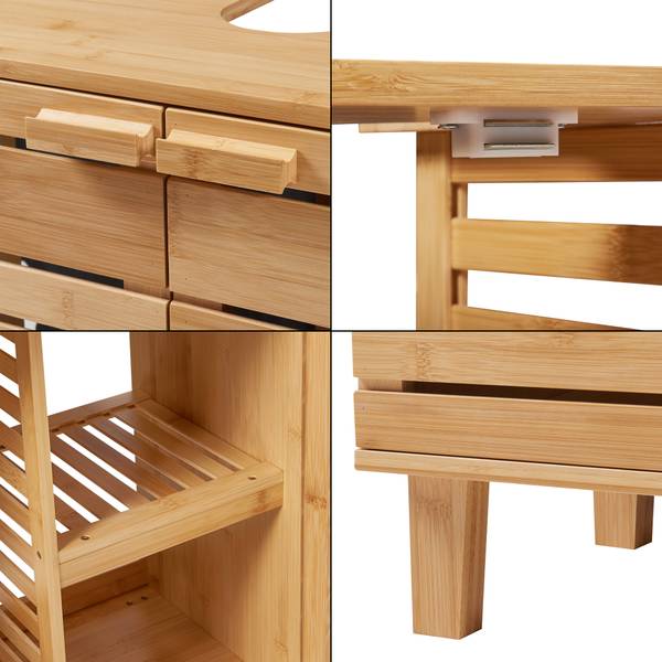 Waschbeckenunterschrank Epind Beige - Bambus - 66 x 60 x 30 cm