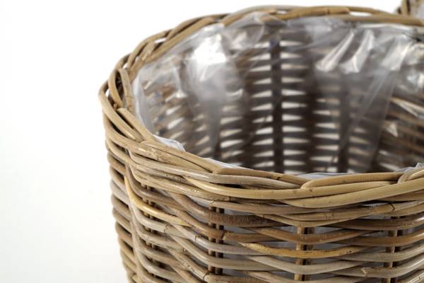 3tlg. Set Blumentopf RATPLANTTRIO Grau - Rattan - 31 x 23 x 31 cm