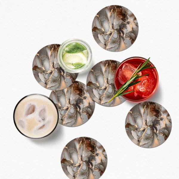 GLASUNTERSETZER Abstrakt 6er-Set Grau - Kork - 10 x 1 x 10 cm