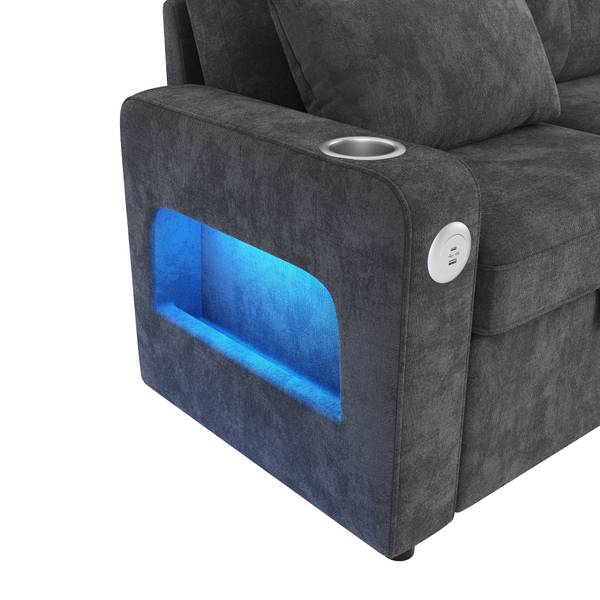 Schlafsofa ChenilLade Ⅲ Grau - Chenille - 131 x 85 x 206 cm