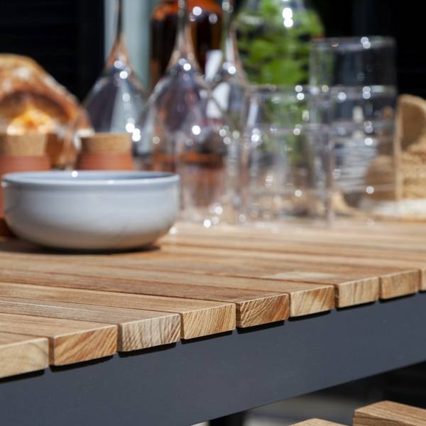 Gartentisch Mood Grau - Metall - Massivholz - 100 x 72 x 168 cm