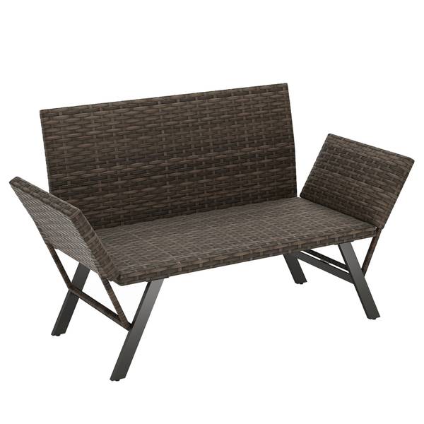 Gartenbank ZB34210SDDE Schwarz - Polyrattan - 59 x 89 x 178 cm