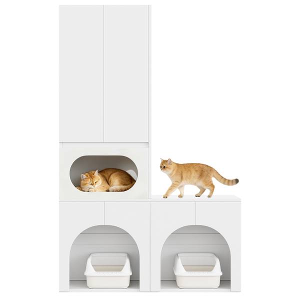 Dierenkast LucyZoo Ⅳ wit - plaatmateriaal op houtbasis - 45 x 195 x 140 cm