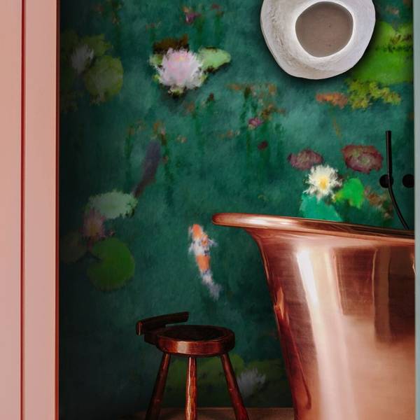 Papier Peint Impressionniste Vert - Papier - 200 x 250 x 1 cm