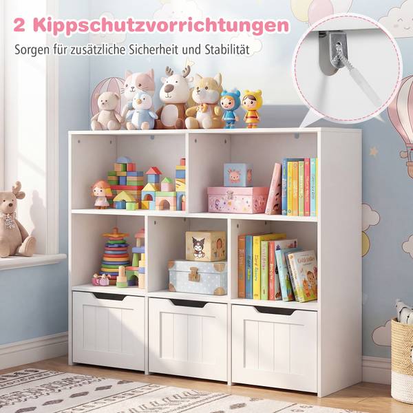 Kinderregal FB32508 Weiß - Holzwerkstoff - 33 x 90 x 100 cm