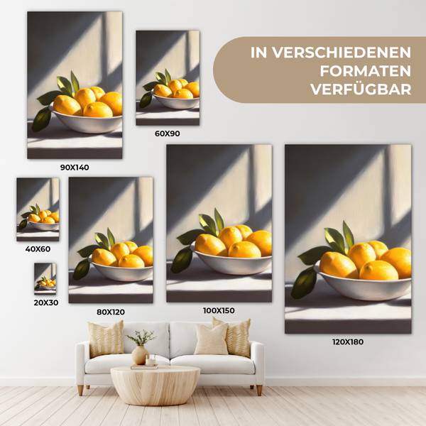 LEINWANDBILD Zitronen Gelb - Baumwollstoff - 40 x 60 x 2 cm