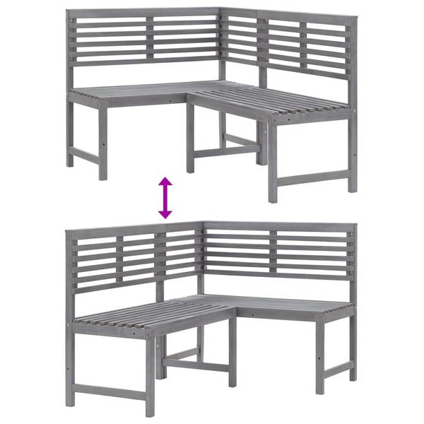 Eckbank 3004504 Grau - Akazie - 100 x 91 x 140 cm
