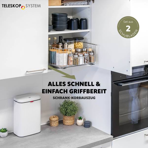 Korbauszug 60128 2er Set Silber - Metall - 40 x 20 x 29 cm