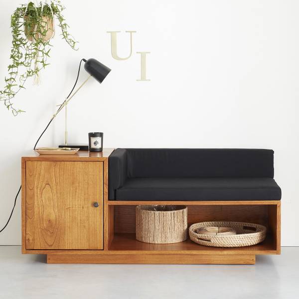 Sitzbank CELESTE Beige - Massivholz - 120 x 60 x 42 cm