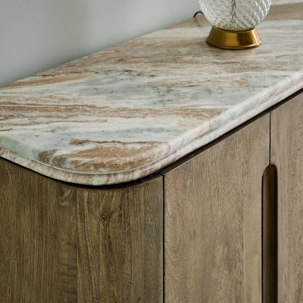 Dressoir BUREN beige - massief hout - 43 x 80 x 162 cm