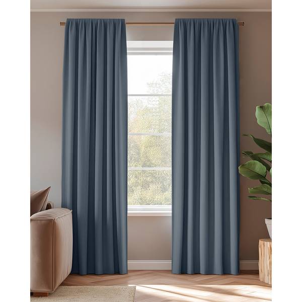 Gardinen Blickdicht mit Kräuselband 1x Blau - Polyester - 140 x 270 x 140 cm