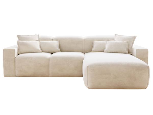 Ecksofa LENI Creme - Armlehne beidseitig montierbar - Ecke davorstehend rechts - Ottomane davorstehend rechts