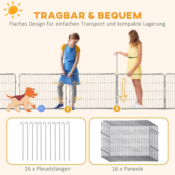 Freilaufgehege D06-139 Grau - Metall - 2 x 60 x 80 cm