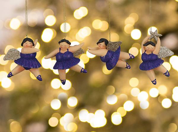 Baumschmuck Engel Betty Lila 4er Set Violett - Kunststoff - 8 x 10 x 8 cm