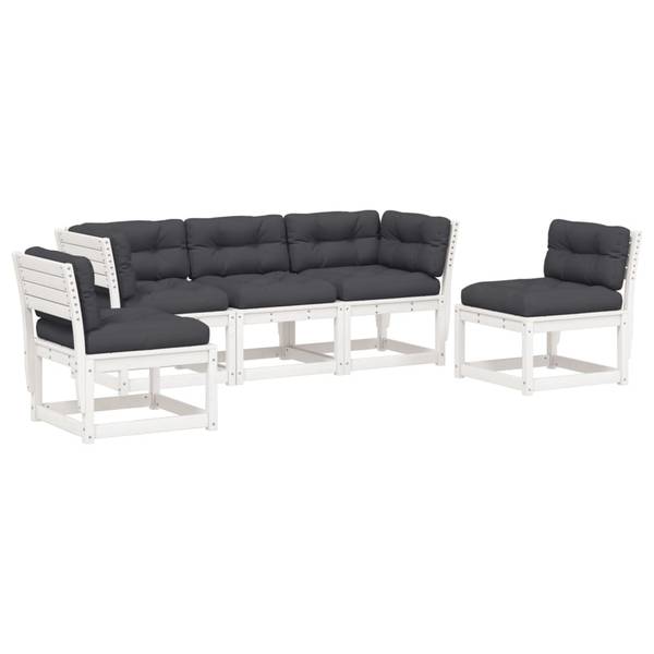 Garten-Lounge-Set 3034115-2 (5-teilig) Weiß - Polyester - Kiefer - 63 x 78 x 73 cm